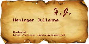 Heninger Julianna névjegykártya